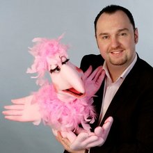 Mario Reimer with FLAMINGO puppet.